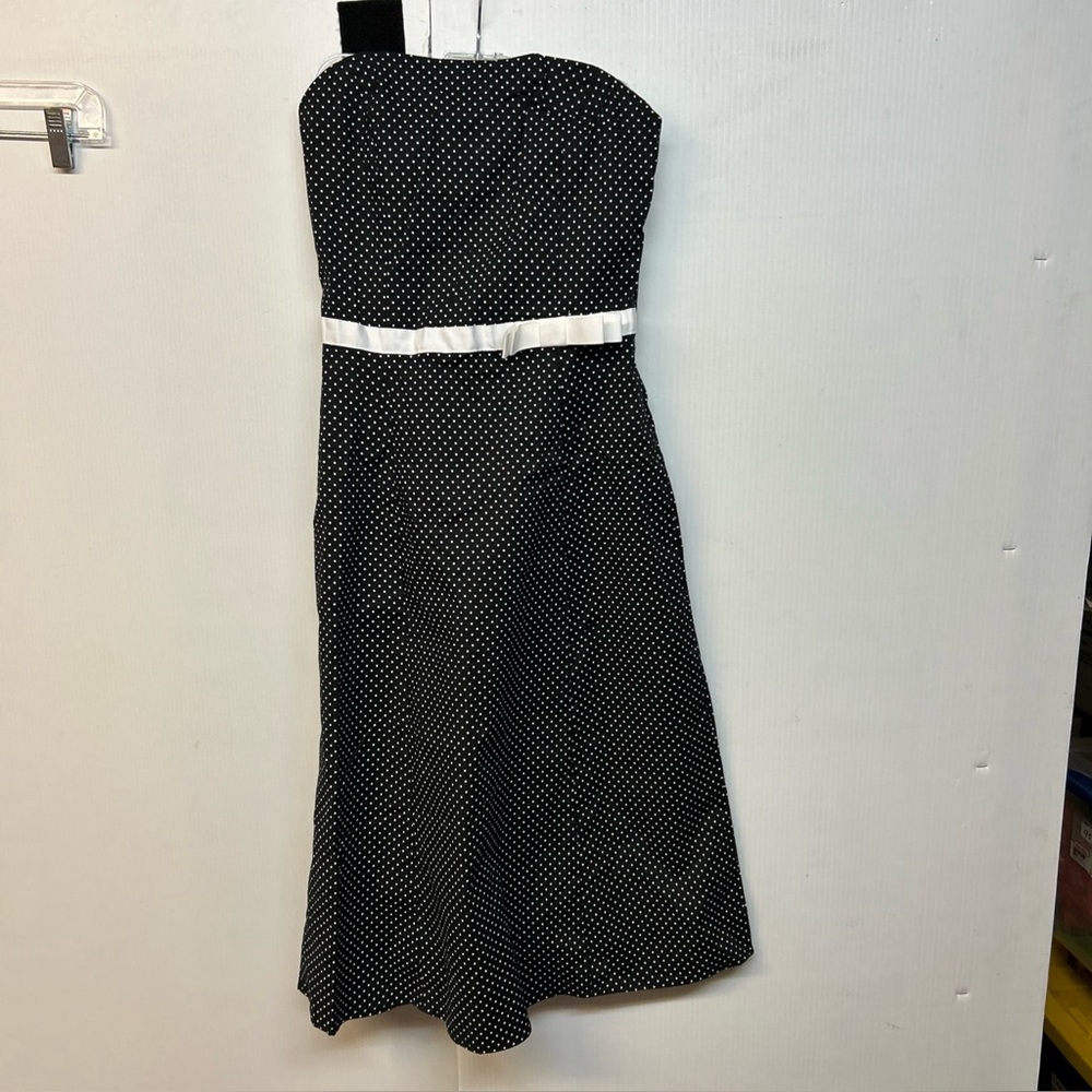 Y2K Up Front Polka Dot Strapless Dress 3 Black/White